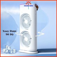 Quạt Điều Hòa Phun Sương Tích Điện Quạt Hơi Nước Tích Hợp Đèn LED Với 2 quạt xoay 360 độ