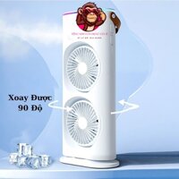 Quạt Điều Hòa Phun Sương Tích Điện Quạt Hơi Nước Tích Hợp Đèn LED Với 2 quạt xoay 360 độ