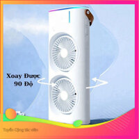 Quạt Điều Hòa Phun Sương Tích Điện Quạt Hơi Nước Tích Hợp Đèn LED Với 2 quạt xoay 360 độ