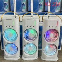 Quạt Điều Hòa Phun Sương Tích Điện, Quạt Hơi Nước Tích Hợp Đèn LED Với 2 Cánh Gió, 3 Đầu Phun Sương