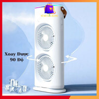 Quạt Điều Hòa Phun Sương Tích Điện Quạt Hơi Nước Tích Hợp Đèn LED Với 2 quạt xoay 360 độ