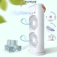 Quạt Điều Hòa Phun Sương Tích Điện Quạt Hơi Nước Tích Hợp Đèn LED Với 2 quạt xoay 360 độ