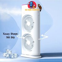 Quạt Điều Hòa Phun Sương Tích Điện Quạt Hơi Nước Tích Hợp Đèn LED Với 2 quạt xoay 360 độ