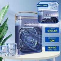 Quạt điều hòa, quạt tích điện để bàn có 3 chế độ gió và 5 cổng phun sương có 7 chế độ đèn thay đèn ngủ kèm dây sạc