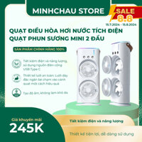 Quạt Điều Hòa Tích Điện , Thiết Kế 2 Tầng, Làm Mát Bằng Hơi Nước, Phun Sương, Đèn Led