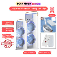 Quạt Điều Hòa Tích Điện - Quạt phun sương 2 tầng 3 vòi phun tích hợp đèn Led có điều khiển từ xa