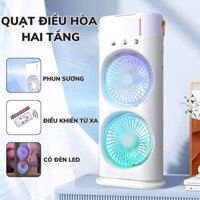 Quạt Điều Hòa Tích Điện, Quạt Phun Sương 3 Lỗ, 2 Tầng, Làm Mát Bằng Hơi Nước, Phun Sương, Đèn Led 7