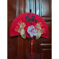 Quạt đỏ trang trí Tết hoàn thiện đường kính 60