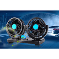 Quạt đôi 12V quạt kép mini USB xoay 360 độ HÌNH THẬT đa năng mọi loại xe ô tô