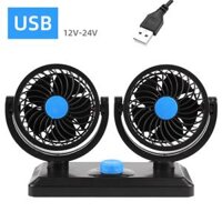 Quạt đôi gắn ô tô đa năng USB 5V, quạt để bàn làm việc xoay 360 độ