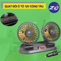 Quạt đôi mini 12V dùng đầu tẩu cao cấp để trên ô tô,quạt gió xoay 360 độ dùng cho oto xe hơi xe tải, xe công trình