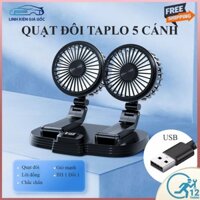 Quạt đôi mini để taplo ô tô, quạt đôi mini ô tô 5V, 12V, quạt gió nhỏ gọn 2 chế độ, bảo hành 12 tháng