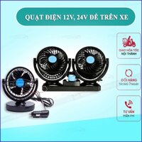 Quạt đôi mini thông minh 12V- thông gió cho xe hơi, xe tải xoay 360 độ chắc chắn