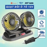 [Quạt Đôi Ô Tô 12V] Quạt Đôi Để Taplo ÔTô Xoay 360 Độ – Quạt Mini Thông Minh Để Trên Ô Tô Nhỏ Gọn Cực Mát Hàng Cao Cấp
