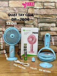 QUẠT DP 7606 SẠC CẦM TAY – ĐỂ BÀN - KÈM ĐÈN PIN SIÊU SÁNG