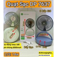 QUẠT DP 7637 SẠC TÍCH ĐIỆN Xoay Tự Động Gấp ĐÈN LED CAO 31CM Công suất 14wat