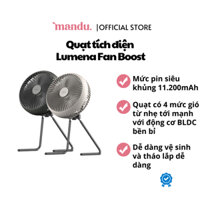 Quạt du lịch LUMENA FAN BOOST, quạt pin có móc treo, chân đế tháo rời, điều khiển từ xa, hẹn giờ