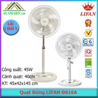 Quạt Đứng 4 tấc Lifan Đ616A ( 45W), sải cánh 40cm sử dụng văn phòng, phòng khách, phòng ngủ bảo hành 1 năm