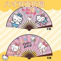 Quạt gấp 8 inch gia đình Sanrio, dễ thương Kuromi, Cinnamoroll, My Melody, quạt vải lụa cho sinh viên, bán buôn