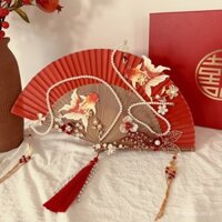 Quạt gấp cho đám cưới, quạt cầm tay cho cô dâu, quạt cầm tay cho buổi sáng, quạt cưới phong cách Trung Quốc, quạt cưới cao cấp
