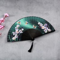 Quạt Gấp Cổ Trung Hoa Lụa Dày Nữ Quạt Nhật Bản Cổ Gấp Quạt Thủ Công Gấp Di Động Nhỏ Quạt Lụa Mùa Hè