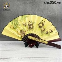 Quạt gấp gấu trúc lớn Thành Đô Quạt cổ Trung Quốc Mùa hè Quạt gấp di động 33cm Mực lụa Quạt lưu niệm du lịch