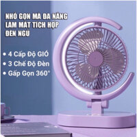 Quạt Gấp Mini Thiết Kế Để Bàn, Quạt Sạc USB Quạt Tích Điện Mini 4 Cấp Độ Gió, 3 Cấp Độ Đèn, Xoay Trái Phải 90°