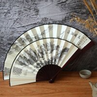 Quạt gấp phong cách cổ điển mùa hè, quạt lụa nam di động, quạt gấp phong cách Trung Quốc retro cổ điển, quạt sử dụng hàng ngày cho phụ nữ