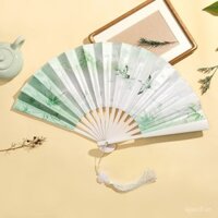 Quạt gấp phong cách Trung Quốc mới, phong cách cổ điển, quạt đẹp cho sinh viên, quạt sử dụng hàng ngày mùa hè, quạt lụa, quạt treo tua rua, mặt dây chuyền