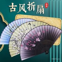 Quạt gấp phong cách truyền thống mùa hè, quạt nhảy phong cách Trung Quốc di động, quạt vải lụa tre, quạt phong cách Nhật Bản bán buôn