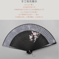 Quạt gấp quạt bạc nóng phong cách Trung Quốc ngày trẻ em Quạt nhỏ tua rua di động tay phong cách cổ xưa
