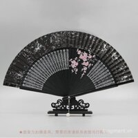 Quạt gấp, quạt bạc nóng, quạt nhỏ tua rua cầm tay mùa hè cho nữ, quạt rỗng hoa mận vẽ tay phong cách cổ