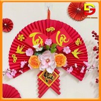 Quạt Giấy Đỏ Treo Tường Trang Trí Tết Mang Ý Nghĩa Phong Thuỷ Đón Tài Lộc Vào Nhà DG-238
