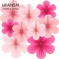 Quạt Giấy UFASM, Quạt Giấy Treo Tường Hoa, Hoa Vòng Hoa Hồng Đỏ Hồng Phông Nền Trang Trí Đám Cưới