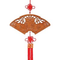 Quạt gỗ Đỏ Treo Tường Khánh Chữ Thư Pháp Treo Cửa Trang Trí