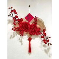 quạt gỗ trang trí góc tết