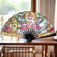 Quạt Guochao 8inch Quạt nhựa phong cách cổ điển cho sinh viên Quạt gấp vải lụa Bán buôn Quạt gấp phong cách minh họa Quạt quán bar disco