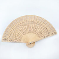 Quạt hoa hướng dương bằng gỗ nguyên khối, quạt gấp rỗng, quạt gỗ đàn hương, quạt cưới