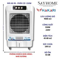 Quạt hơi nước Hakari HK-90 100 Lít 550W Phím cơ - quạt điều hòa