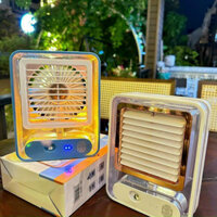 Quạt Hơi Nước Mini Để Bàn - Quạt Phun Sương Sạc Tích Điện Trong Suốt 3 Cấp Độ Gió , Cảm Ứng NANO - Tiện lợi