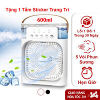 QUẠT HƠI NƯỚC PHUN SƯƠNG MINI LÀM MÁT 4 CHẾ ĐỘ TÍCH HỢP ĐÈN LED KHÔNG TÍCH ĐIỆN.