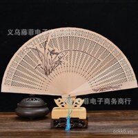 Quạt hương nữ, quạt gỗ gấp cho phụ nữ, quạt gỗ hương, quạt gỗ rỗng, quạt gỗ kiểu cổ điển, quạt nữ cổ điển