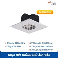 Quạt Hút Thông Gió Gắn Âm Trần JY-9003N Công Suất 18W, Ống Thổi Ngang Dùng Cho Nhà Vệ Sinh & Phòng Tắm