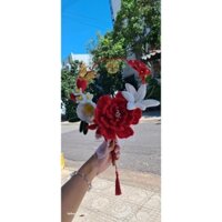 quạt kẽm nhung chụp tết áo dài tết hoặc chụp cưới