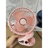 Quạt Kẹp Bàn Mini Tích Điện Dung Lượng 12.000mAh, 5 Chế Độ Gió, Quạt Tích Điện Xoay 360 Kèm Đèn Ngủ & Pin sạc Tiện Lợi
