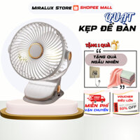 Quạt Kẹp Bàn Mini Tích Điện Dung Lượng 10.000mAh,3 Chế Độ Gió, Quạt Tích Điện Xoay 360 Độ Kèm Đèn Ngủ & Pin sạc.