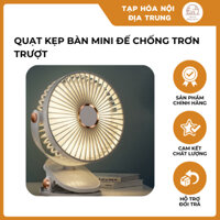 Quạt Kẹp Bàn Mini Tích Điện Dung Lượng 10.000mAh, 3 Chế Độ Gió, Quạt Tích Điện Xoay 360 Độ Kèm Đèn Ngủ & Pin sạc