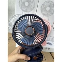 Quạt Kẹp Bàn Mini Tích Điện Dung Lượng 12.000mAh, 5 Chế Độ Gió, Quạt Tích Điện Xoay 360 Kèm Đèn Ngủ & Pin sạc Tiện Lợi