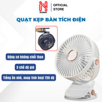 Quạt Kẹp Bàn Mini Tích Điện Kẹp Bàn, Quạt Tích Điện KÈM ĐÈN NGỦ TÍCH HỢP SẠC PIN.