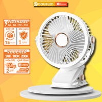 Quạt Kẹp Bàn Mini Tích Điện 10.000mAh, 3 Chế Độ Gió,Quạt Tích Điện Xoay 360 Độ Kèm Đèn Ngủ & Pin sạc